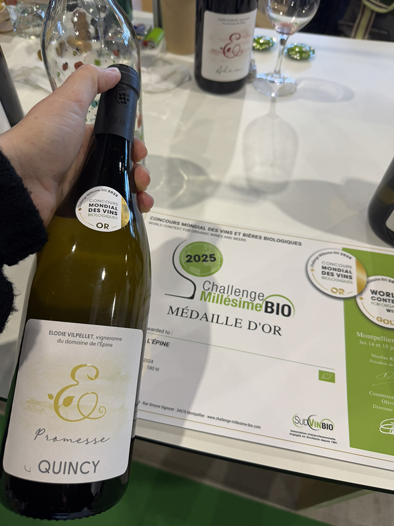 promesse avec la médaille d'or à millésime bio 2025